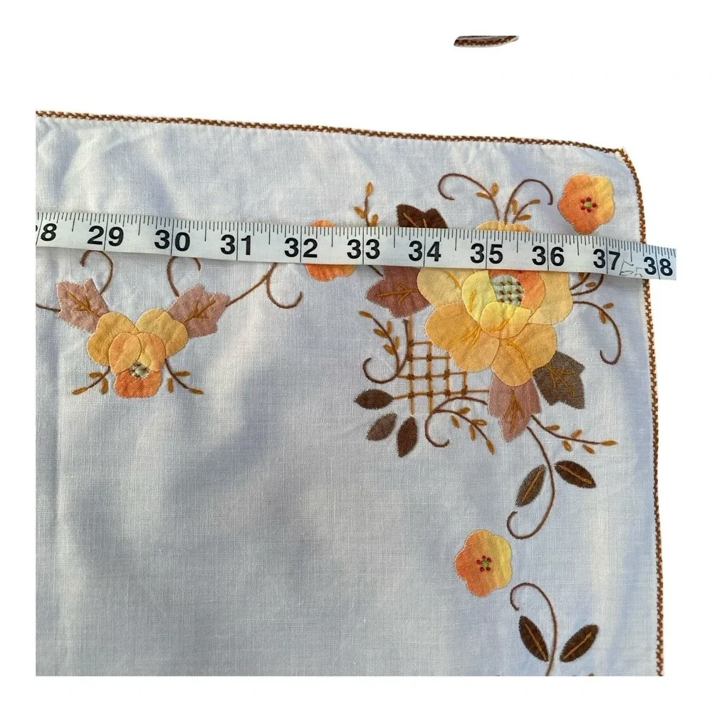 Vintage Table Runner And Napkins Set Floral Appliques Embroidery Handmade